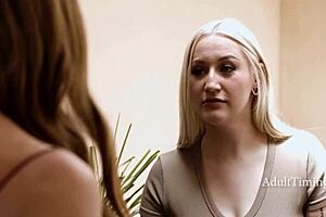 Busty girl brings back the strapon after using it on tanned Skylar Snow and Hadley Haze