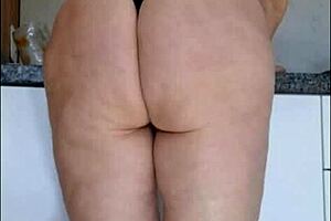 Hidden Camera Catches Stepmom In Kitchen With See-Through Blouse And Panties