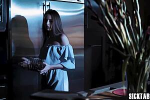 Hey, check out sexy petite 18+ teen Kyler Quinn masturbating solo before giving blowjob to mature Elexis Monroe in taboo scene