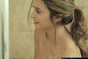 I'm so turned on sucking that massive cock in the steamy shower