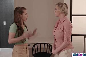 Petite babe feels drawn to her mature roommate in the dorm