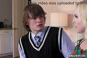 Isn't it wild how blonde Christian stepmom Christie Stevens caught her stepson Spikey Dee watching anal porn on his phone and then things got steamy with ass to mouth action?