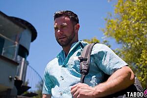 Pool service worker Seth handles curvy Latina milf Lexi Luna with big tits and ass outdoors