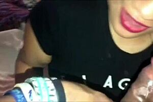 Handicap latina maid delivers interracial blowjob and handjob to big black cock in hotel