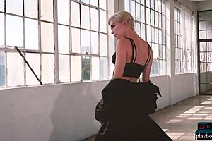 i adore how curvy blonde milf skye blue strips down revealing her big natural tits for playboy