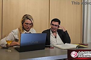 Agatha mama does office sex under the desk for free