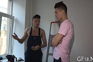 hey, this nice-looking teen 18+ beauty stands in doggy fashion for fun