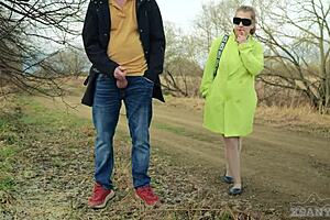 No risk, a random stranger in pantyhose couldn't resist the hard dick of an exhibitionist stranger XsanyAny