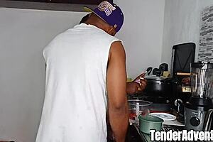 big booty milf gets fucked hard in the kitchen with doggystyle squirting and tight wet pussy full video