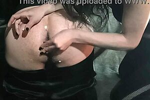 My girlfriend slides a banana deep into my ass for fetish fun.