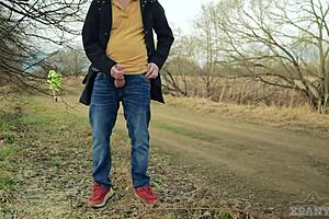 No risk, a random stranger in pantyhose couldn't resist the hard dick of an exhibitionist stranger XsanyAny