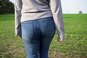 Why Tease with Phat Ass Milf Walking Outdoors in Loose Jeans?