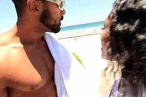 Big ass beautiful ebony takes monster dick on public beach