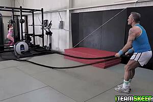 Hot fit milf Kiara Edwards takes a ride on big cock after gym workout with deepthroat and bent over action