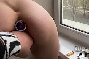 SUBMISSIVE BDSM SLUT gets MASTER training for FISTING in PUBLIC with squirting action