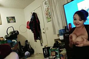 Short ass shaking twerk leads to deepthroat facefuck from busty milf with big natural tits gagging and choking on monster cock in homemade video