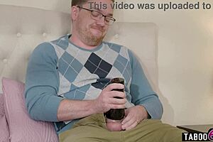 Hey, what are you doing fucking that fleshlight? asks Latina wife catching family member bent over in doggystyle with big ass and monster cock.