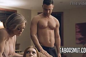 Swapping step-daughters with the other step-family! Dee Williams and Maya Kendrick ride in 4some with deepthroat and cowgirl on uncle and father in law!