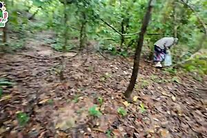 Thai teen gets lost in forest, ends up horny and fucking wildly. She's the cute girl next door type, riding in nature passionately.