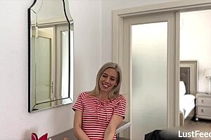 Petite blondie nesty says she fucks and sucks in her hotel room with natural tits and tight pussy