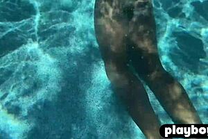 Hot posing unfolds with black babe ana foxxx in perfect poolside session for playboy