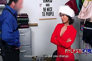 upset lingerie thief milf with big tits pays with her pussy after getting caught in reality striptease