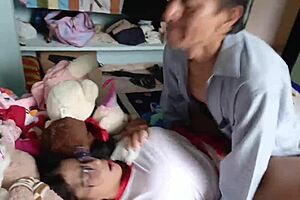 Damn that decrepit old man and what he did to the young pretty amateur with natural tits. He fucked her tight pussy hard in homemade video.