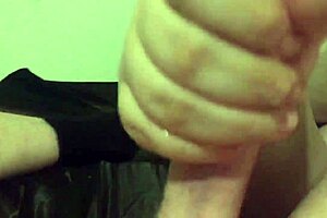 chubby wife with hairy pussy gives me this slow motion pov handjob until cumshot 💦