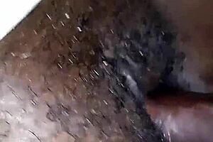 My friend's curvy ebony wife spreads wet pussy in bedroom