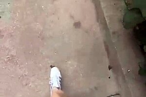 Stepmother big boobs struts outside slutty webcam public wife tease