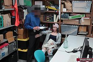 Why is this brunette shoplifter getting banged after being caught