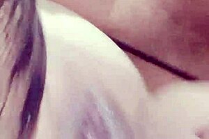 Teasing mature neighbor's pussy with huge dildo for squirting cum