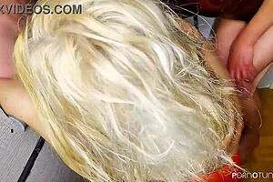 Red cat and blond cat give double blowjob to stranger at gloryhole with milk play 🐱