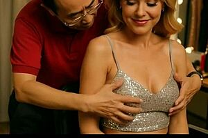 Young starlet experiences a soothing massage from a mature asian man