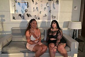 Big ass lesbians Sunny Bunny and Labelladiablax fuck hard and beg for cum facials