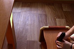 Blonde milf records amateur video behind scenes. Juicy ass viewed by side camera.