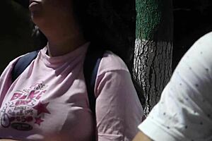 i lock myself in with this hot brunette offering cash for fun