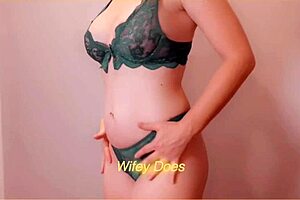 wife tries on sexy lingerie for homemade show
