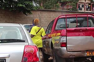Mechanic's long cock makes ass squirt in garage fix