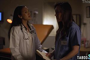 vicki chase seduces nurse sinn sage fingering pussy licking clit in hospital lesbian taboo