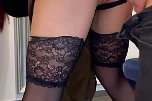 secretary in stockings begs for huge cock creampie while hubby's gone 😈💦