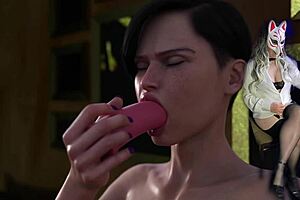 Golden Boy 32 Busty Milf Chokes on Huge Dildo