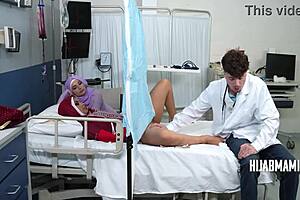 🤰 haram doctor creampies shy arab hijab wife in hospital threesome fertility exam 😈💦