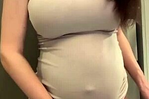 stepmom's milky tits bounce while sucking cock and flashing swollen pussy