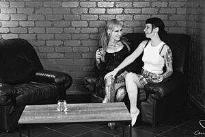 evil lesbians charlie forde and salem lick, finger, and moan in hot pussy play