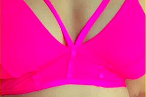 wifey flashes perfect tits in hot pink lingerie homemade