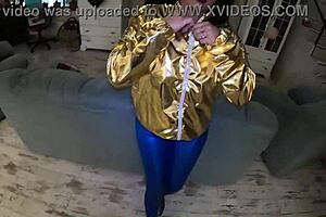 shiny cameltoe gets SPANKED hard then deepthroats double cumshots