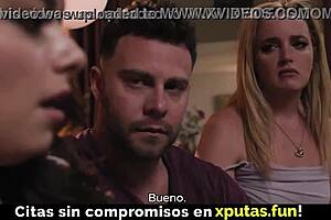 blonde brunette threesome taboo fuck, spanish sub heat