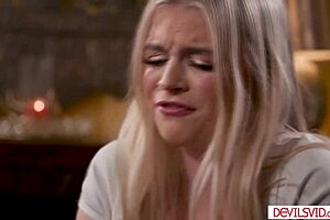 Petite Teen Stepdaughter Deepthroats Stepdad's Monster Cock While Stepmom Away