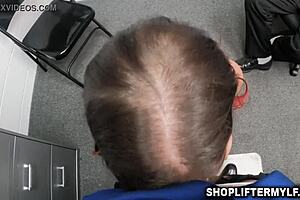 Cop bangs shoplifter's ex-husband in backroom office with fat slut